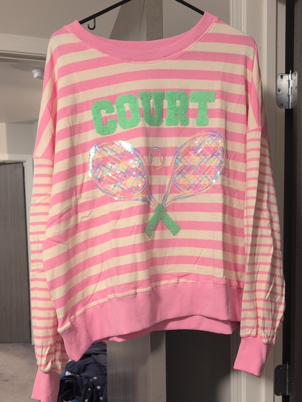 Peach Love California Pink and Cream Striped "Court" Sweatshirt